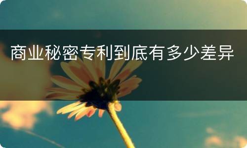 商业秘密专利到底有多少差异