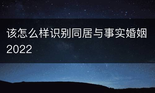 该怎么样识别同居与事实婚姻2022