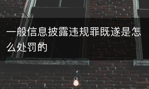 一般信息披露违规罪既遂是怎么处罚的