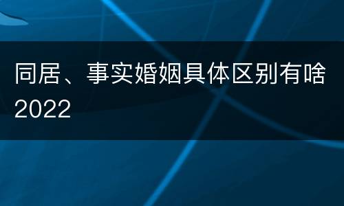 同居、事实婚姻具体区别有啥2022