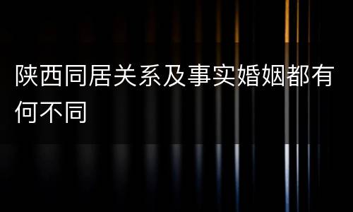 陕西同居关系及事实婚姻都有何不同