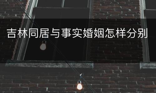 吉林同居与事实婚姻怎样分别