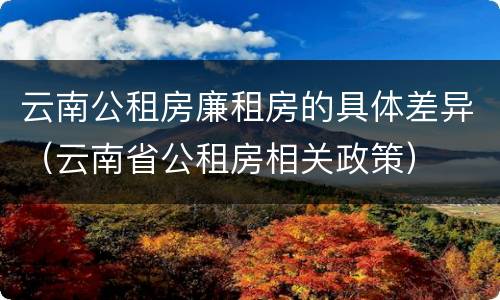 云南公租房廉租房的具体差异（云南省公租房相关政策）