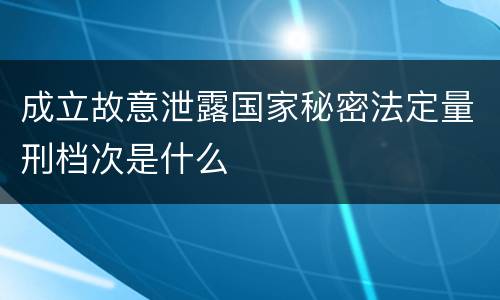 成立故意泄露国家秘密法定量刑档次是什么