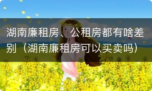 湖南廉租房、公租房都有啥差别（湖南廉租房可以买卖吗）