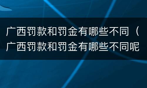广西罚款和罚金有哪些不同（广西罚款和罚金有哪些不同呢）