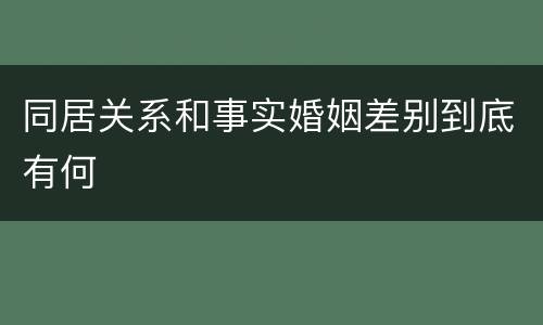同居关系和事实婚姻差别到底有何
