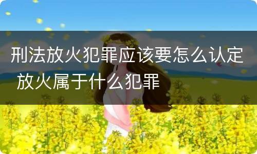 刑法放火犯罪应该要怎么认定 放火属于什么犯罪