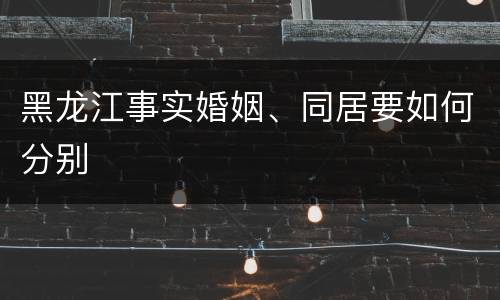黑龙江事实婚姻、同居要如何分别