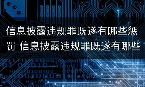 信息披露违规罪既遂有哪些惩罚 信息披露违规罪既遂有哪些惩罚