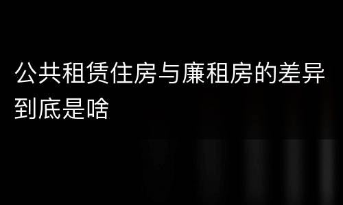 公共租赁住房与廉租房的差异到底是啥