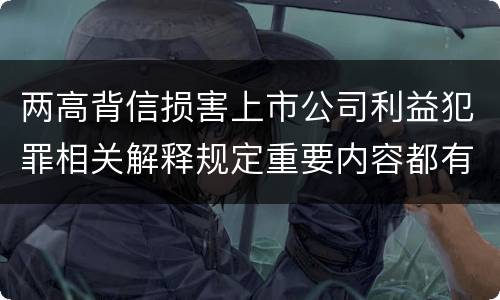 两高背信损害上市公司利益犯罪相关解释规定重要内容都有哪些