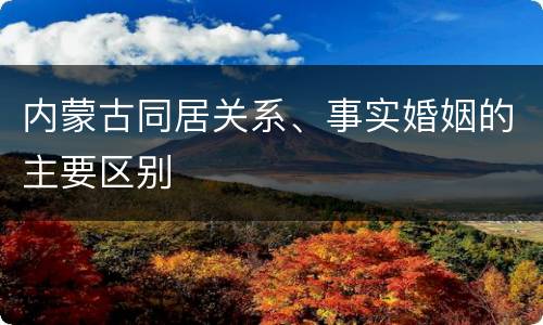 内蒙古同居关系、事实婚姻的主要区别
