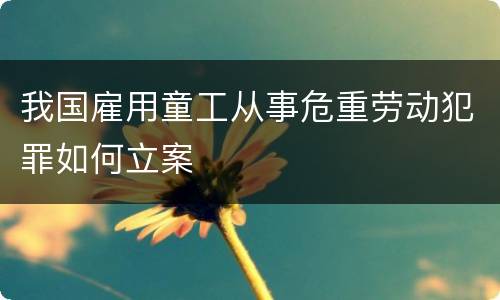 我国雇用童工从事危重劳动犯罪如何立案