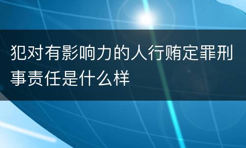 犯对有影响力的人行贿定罪刑事责任是什么样