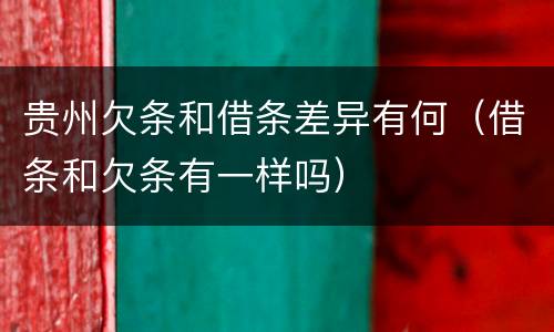 贵州欠条和借条差异有何(借条和欠条有一样吗)