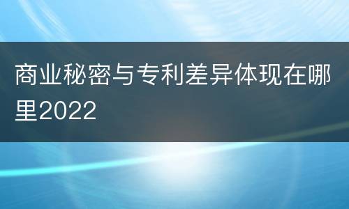 商业秘密与专利差异体现在哪里2022