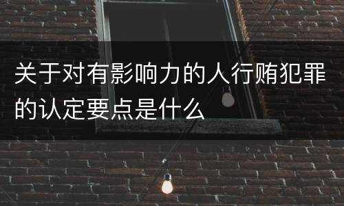 关于对有影响力的人行贿犯罪的认定要点是什么