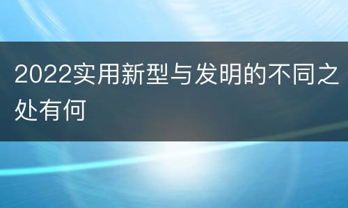2022实用新型与发明的不同之处有何