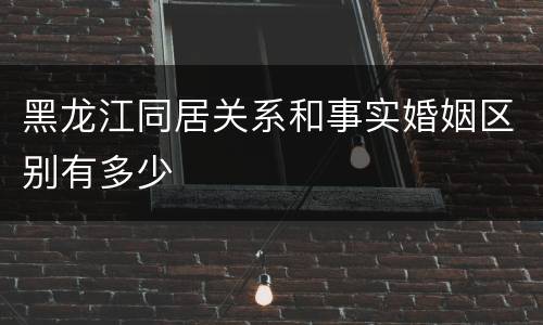 黑龙江同居关系和事实婚姻区别有多少