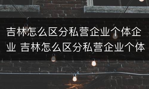吉林怎么区分私营企业个体企业 吉林怎么区分私营企业个体企业和公司