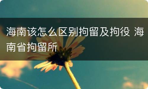 海南该怎么区别拘留及拘役 海南省拘留所