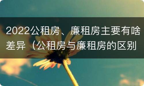 2022公租房、廉租房主要有啥差异（公租房与廉租房的区别都在此,别再搞错了!）