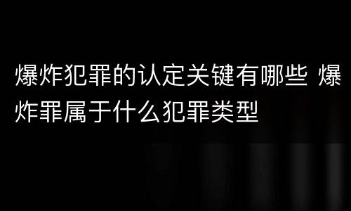 爆炸犯罪的认定关键有哪些 爆炸罪属于什么犯罪类型