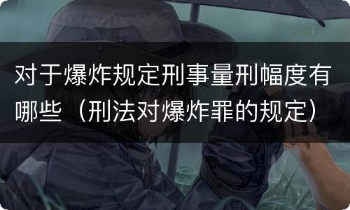 对于爆炸规定刑事量刑幅度有哪些（刑法对爆炸罪的规定）