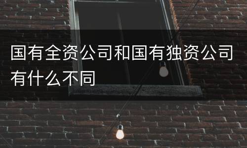 国有全资公司和国有独资公司有什么不同