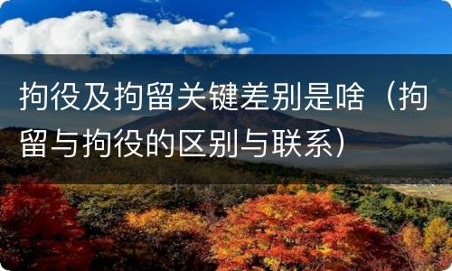 拘役及拘留关键差别是啥（拘留与拘役的区别与联系）