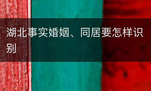 湖北事实婚姻、同居要怎样识别