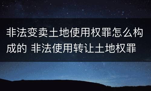 非法变卖土地使用权罪怎么构成的 非法使用转让土地权罪