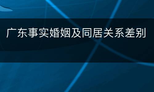 广东事实婚姻及同居关系差别