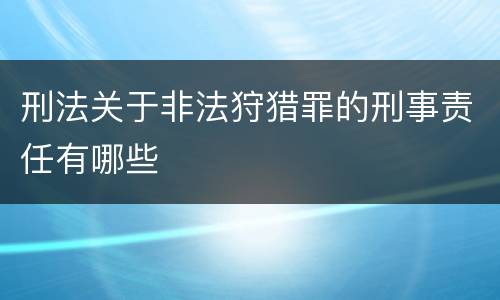 刑法关于非法狩猎罪的刑事责任有哪些