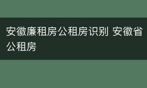 安徽廉租房公租房识别 安徽省公租房