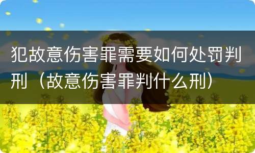 犯故意伤害罪需要如何处罚判刑（故意伤害罪判什么刑）