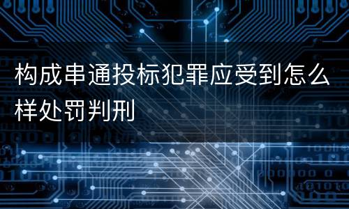 构成串通投标犯罪应受到怎么样处罚判刑