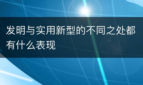 发明与实用新型的不同之处都有什么表现