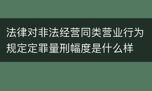 法律对非法经营同类营业行为规定定罪量刑幅度是什么样