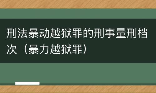 刑法暴动越狱罪的刑事量刑档次（暴力越狱罪）