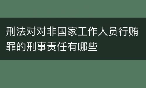 刑法对对非国家工作人员行贿罪的刑事责任有哪些