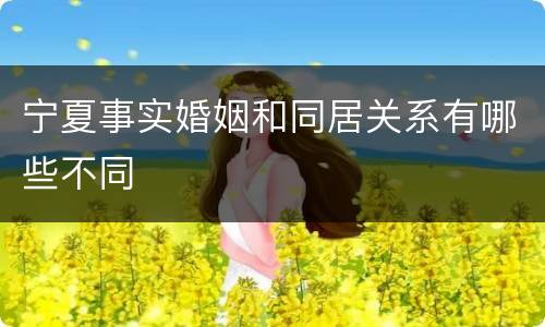 宁夏事实婚姻和同居关系有哪些不同