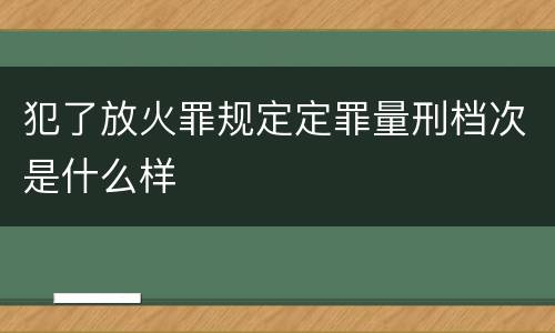 犯了放火罪规定定罪量刑档次是什么样