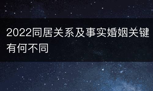 2022同居关系及事实婚姻关键有何不同