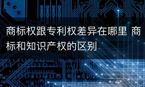 商标权跟专利权差异在哪里 商标和知识产权的区别
