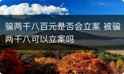 骗两千八百元是否会立案 被骗两千八可以立案吗
