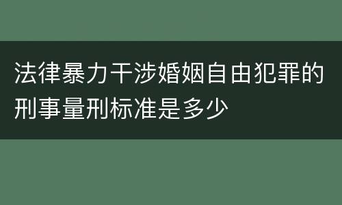 法律暴力干涉婚姻自由犯罪的刑事量刑标准是多少