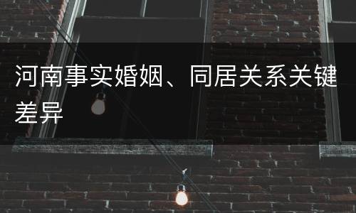 河南事实婚姻、同居关系关键差异