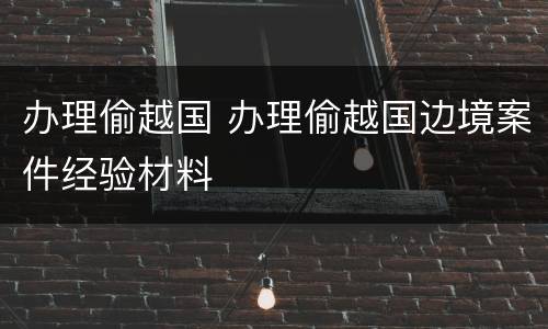 办理偷越国 办理偷越国边境案件经验材料